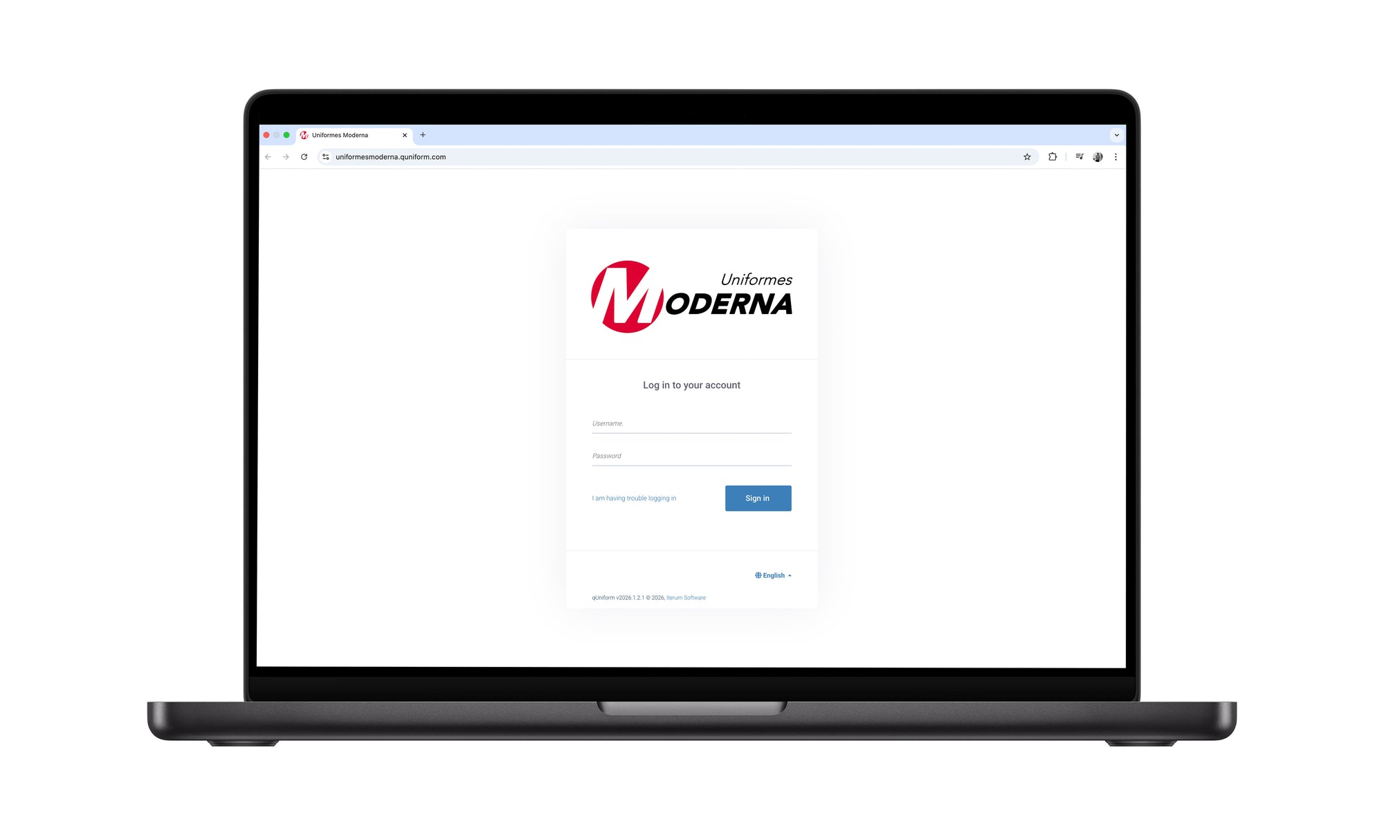 Uniformes Moderna Website on Macbook Pro