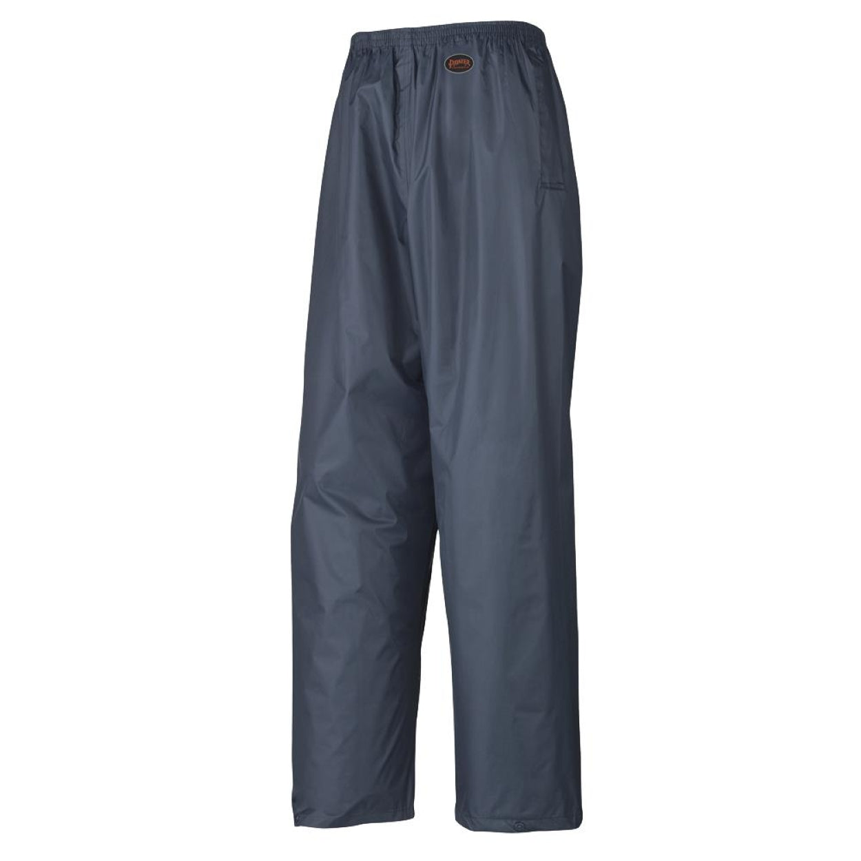 Navy rain pants on a white background