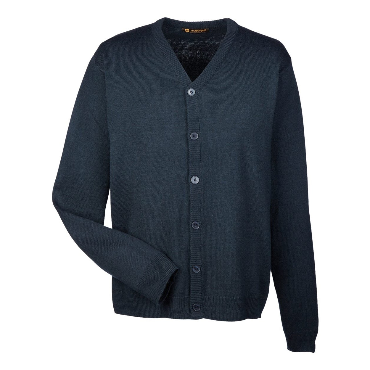 Dark navy cardigan on a white background