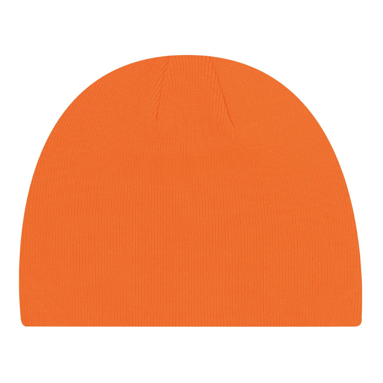 Fluorescent orange tuque on a white background