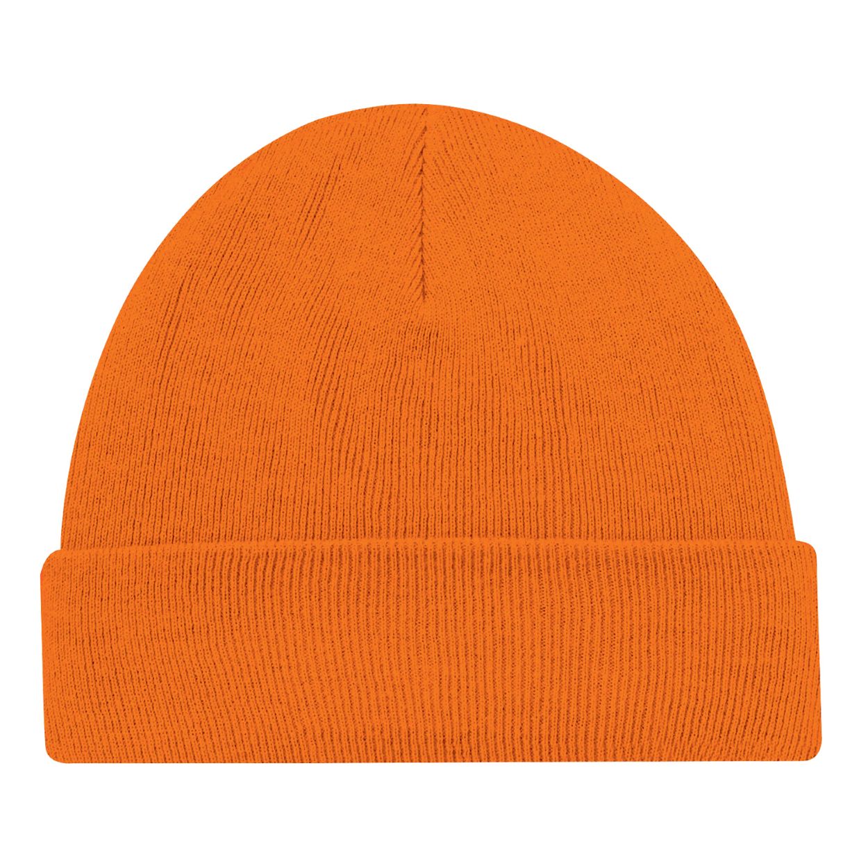 Fluorescent orange tuque on a white background