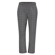 Grey/black plaid pants on a white background