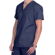 Navy scrub top on a white background