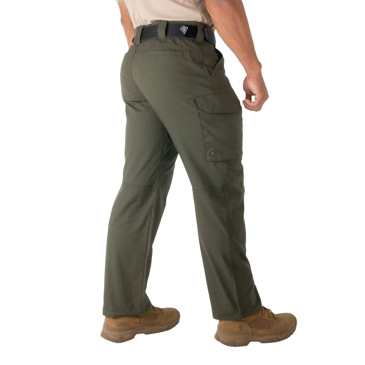 OD green pants on a white background