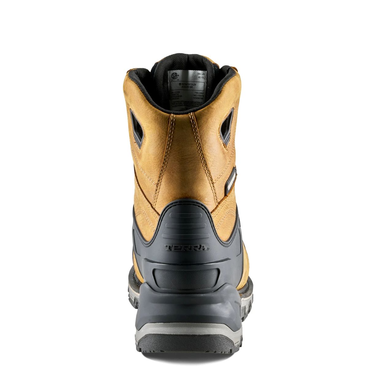 Tan boot on a white background