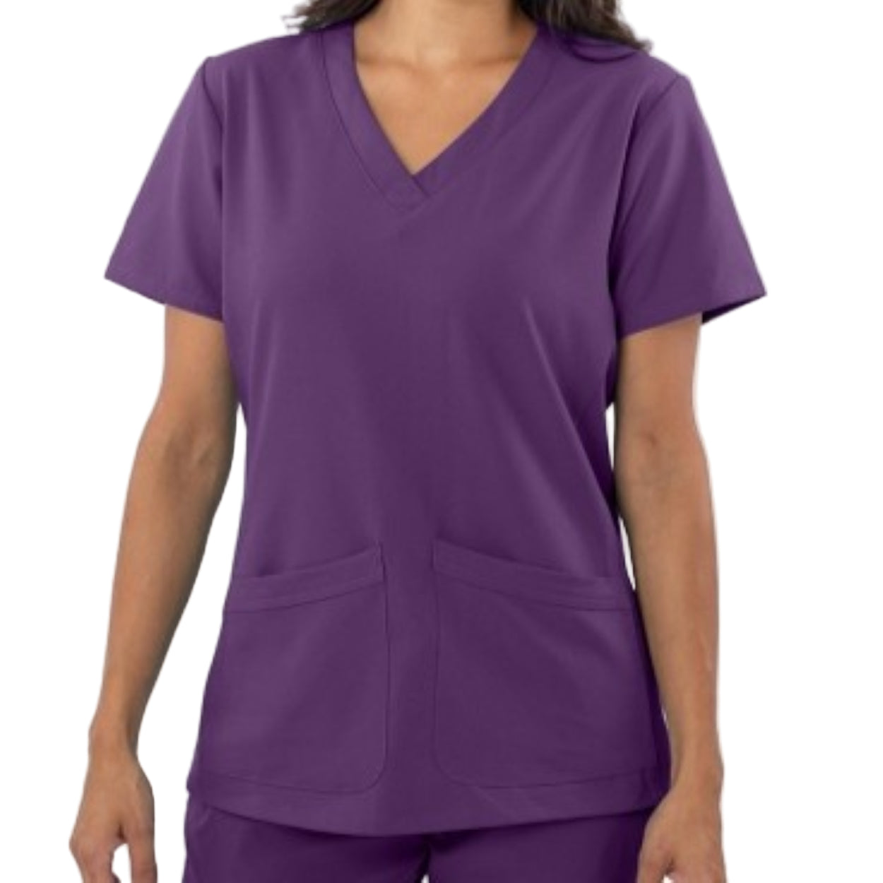 Lotus purple scrub top on a white background