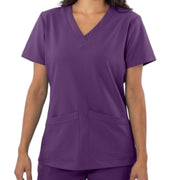 Lotus purple scrub top on a white background