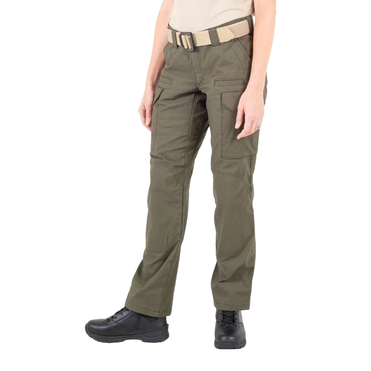 OD green pants on a white background