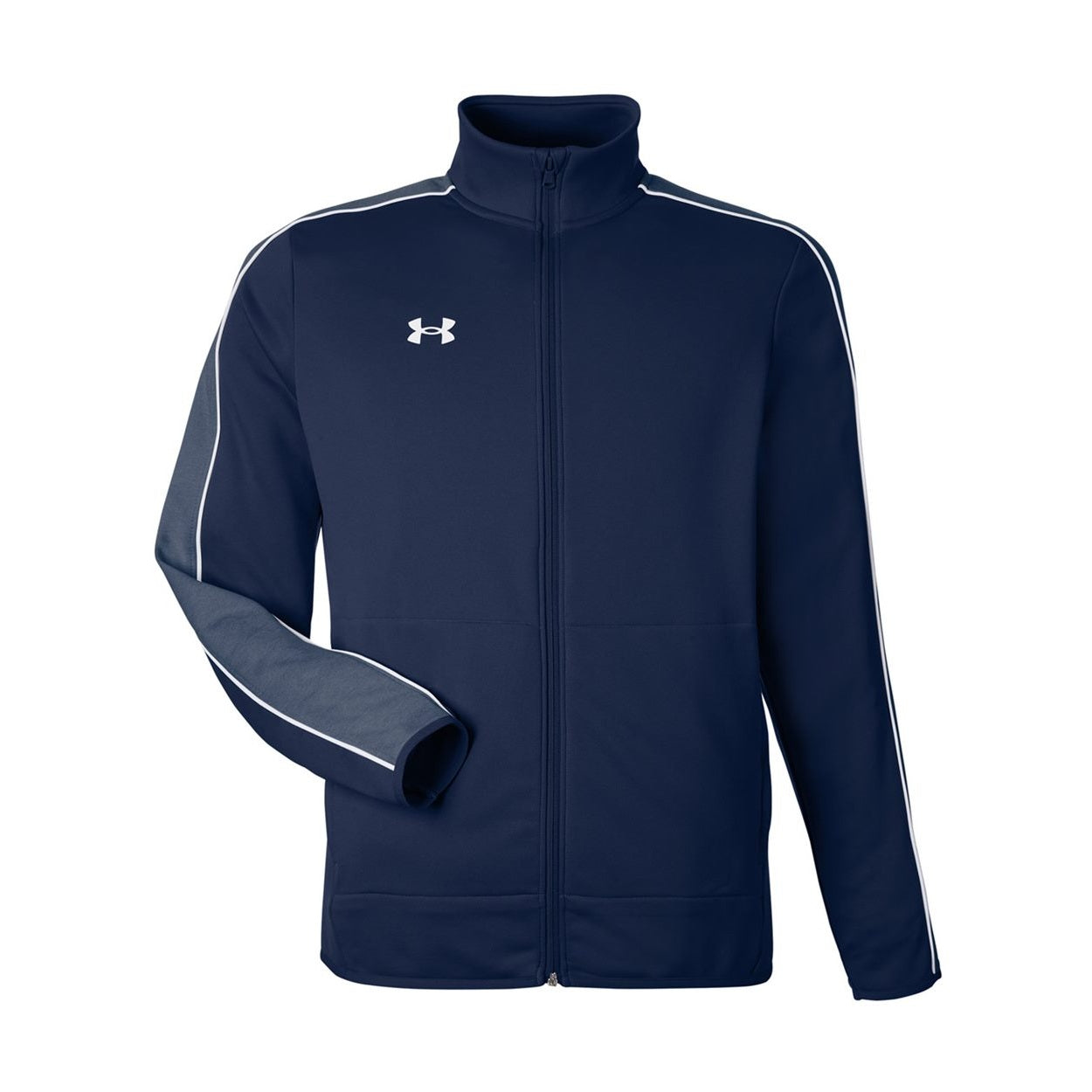 Midnight navy/white sweater on a white background