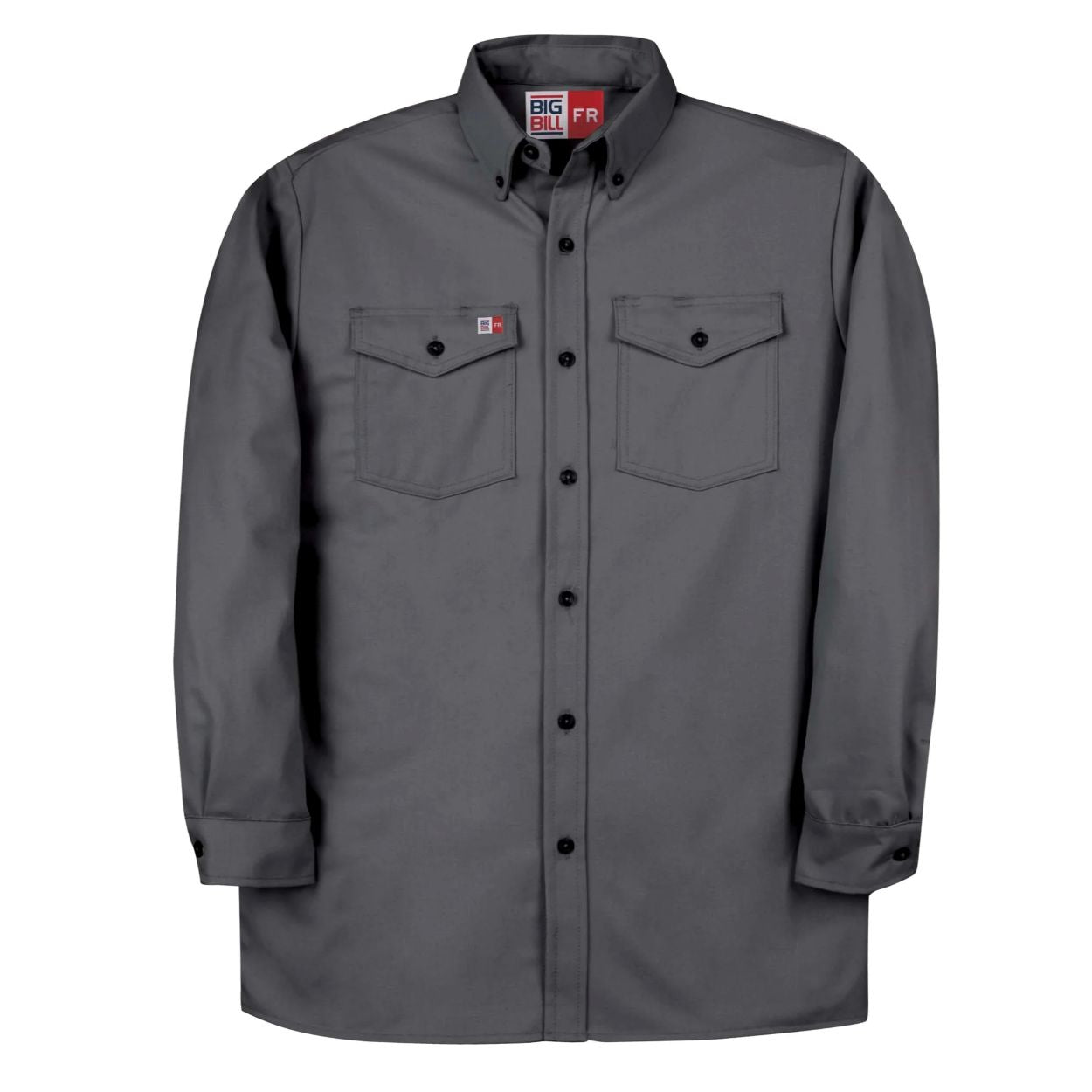 Dark charcoal work shirt on a white background