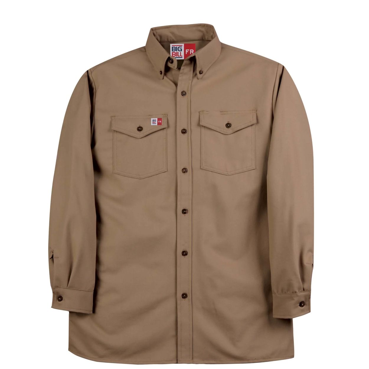 Khaki work shirt on a white background