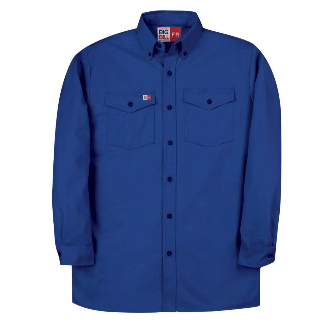 Royal blue work shirt on a white background