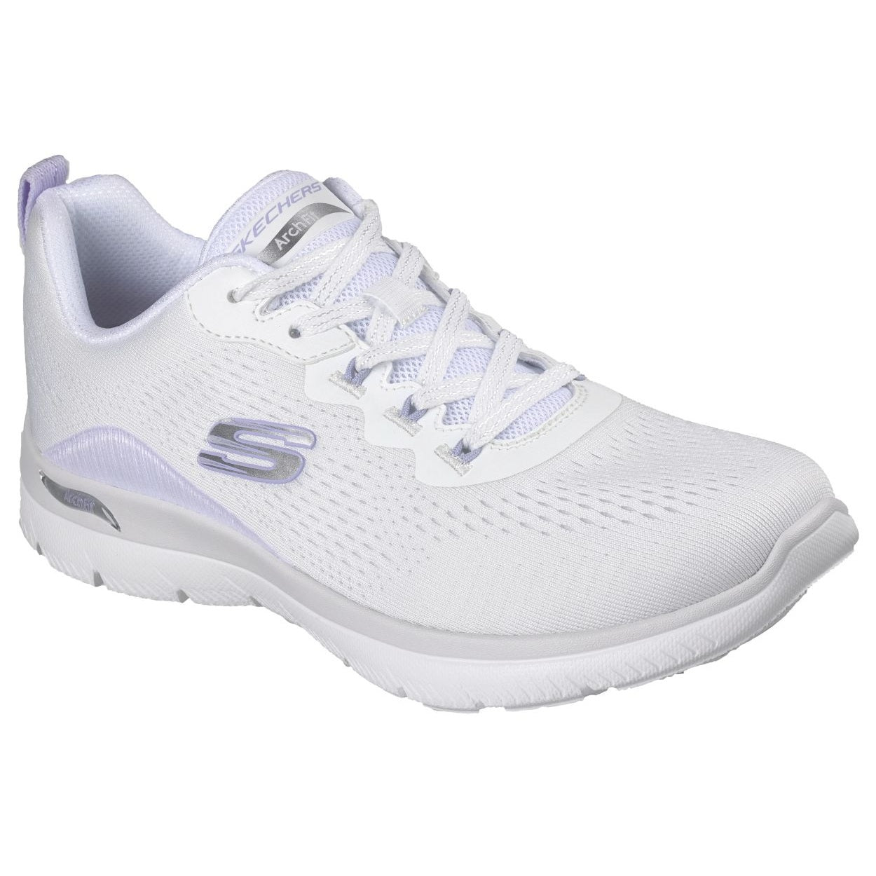 White/lavender shoe on a white background