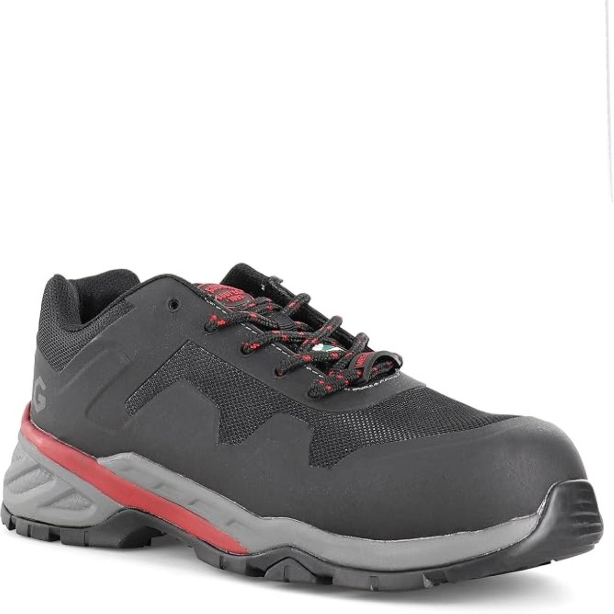 Black/red shoe on a white background