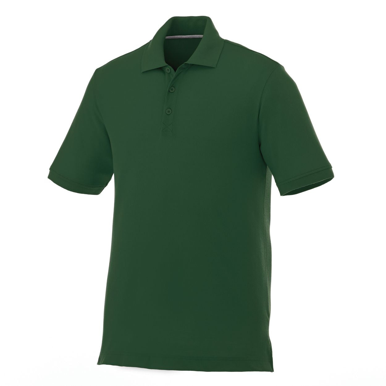 Forest green polo shirt on a white background