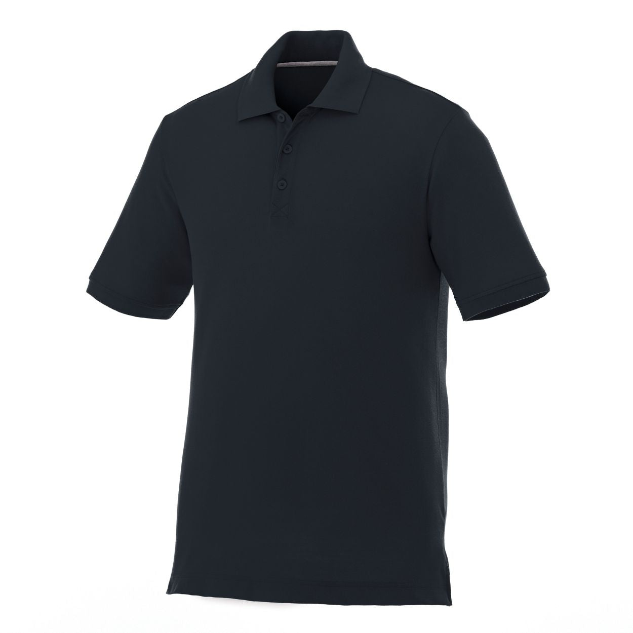 Navy polo shirt on a white background