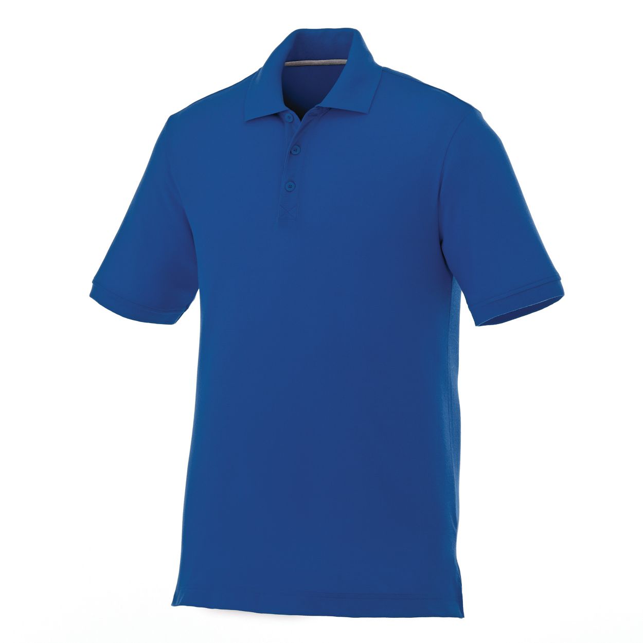 New royal blue polo shirt on a white background