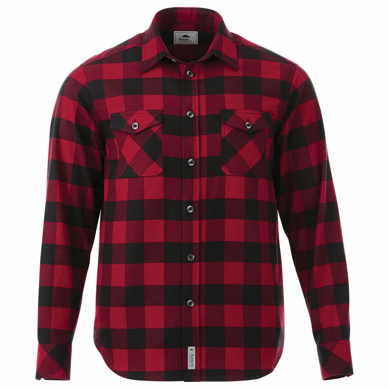 Dark red and black checkered shirt on a white background