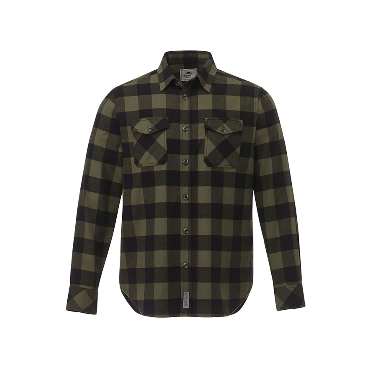Loden and black checkered shirt on a white background