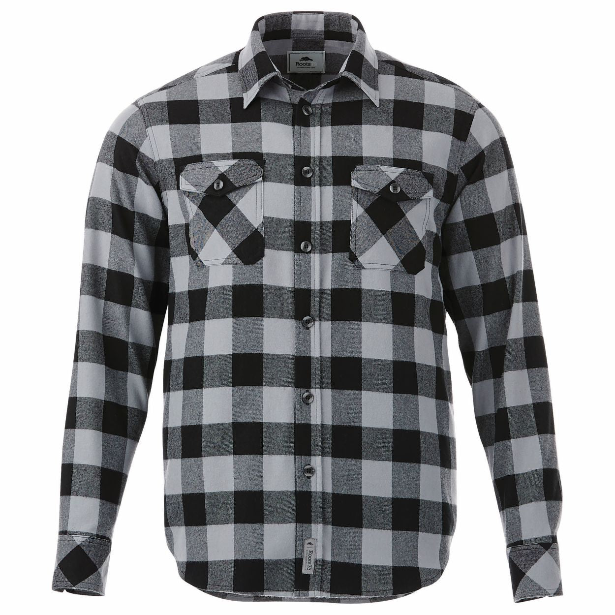 Quarry and black checkered shirt on a white background
