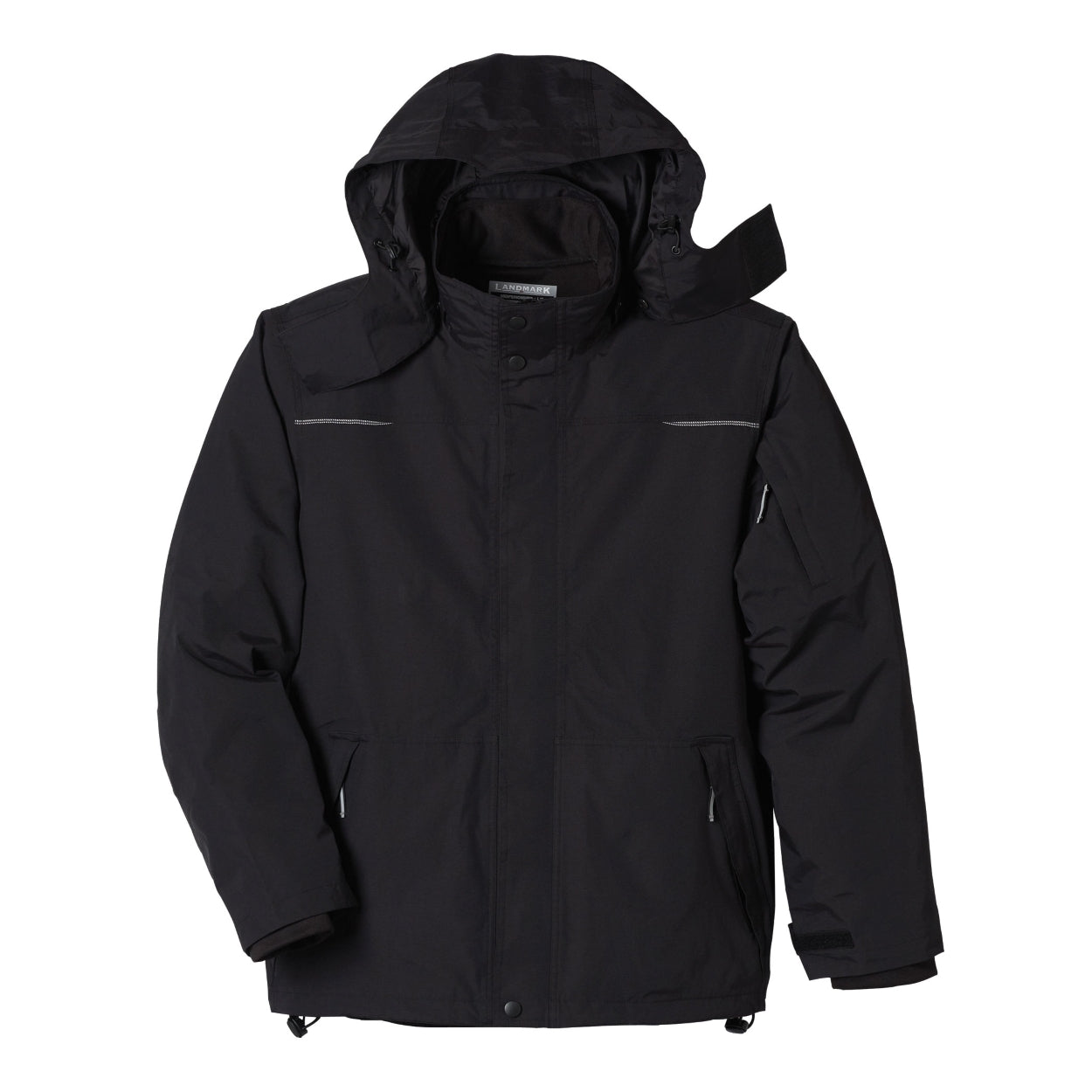 Black hybrid coat on a white background