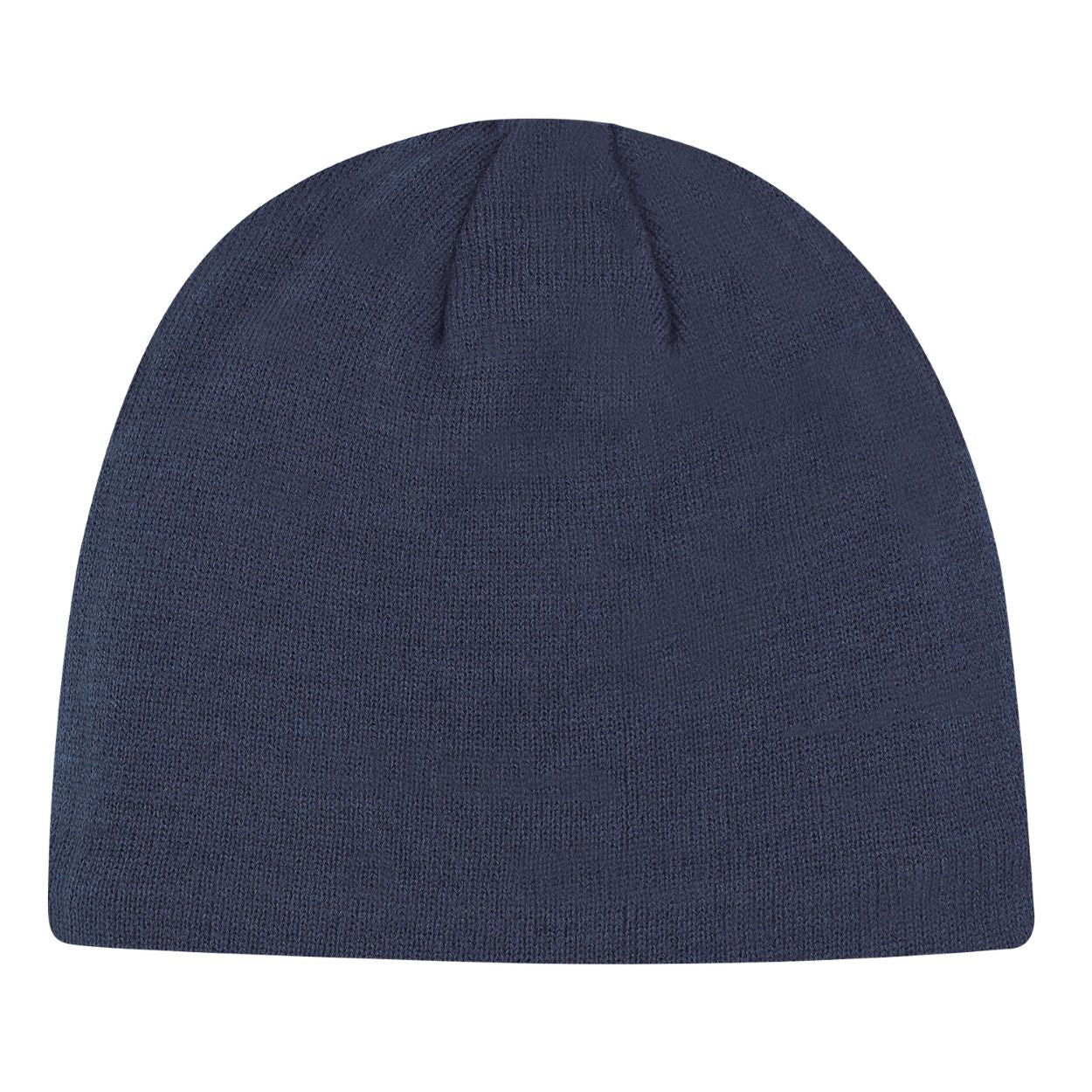 Navy tuque on a white background