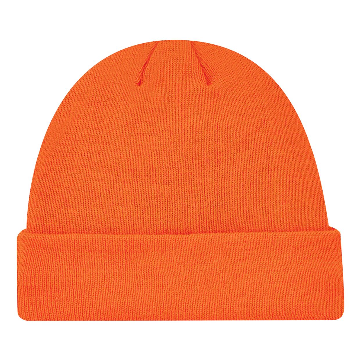 Fluorescent orange tuque on a white background