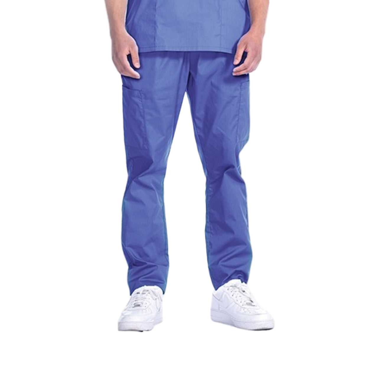 Ceil blue scrub pants on a white background