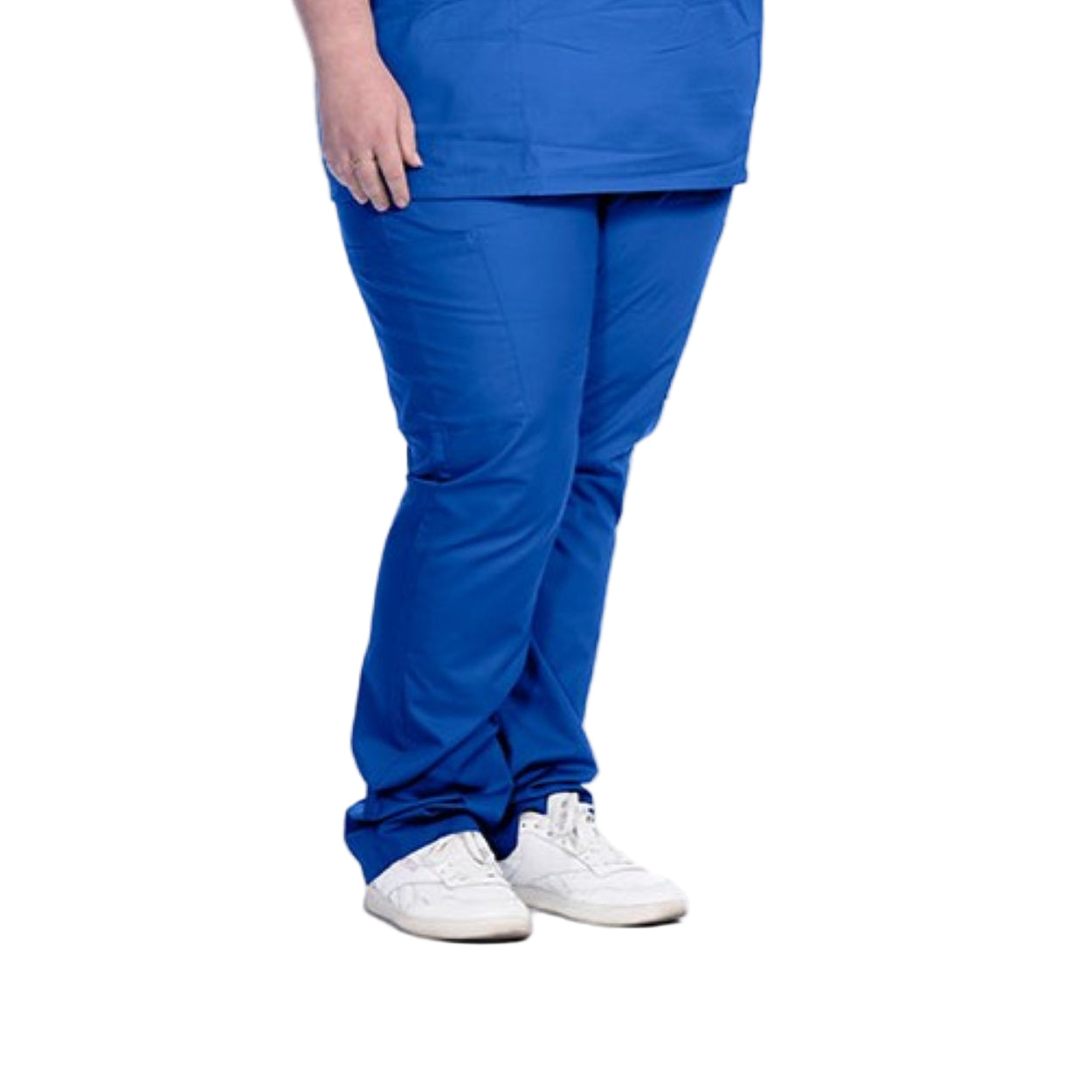 Royal blue scrub pants on a white background