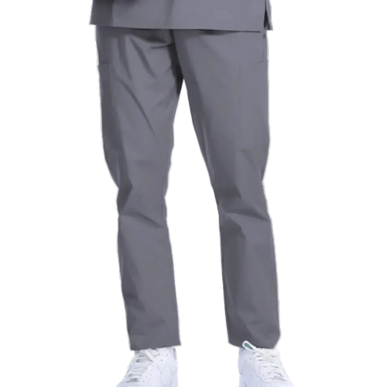 Steel grey scrub pants on a white background