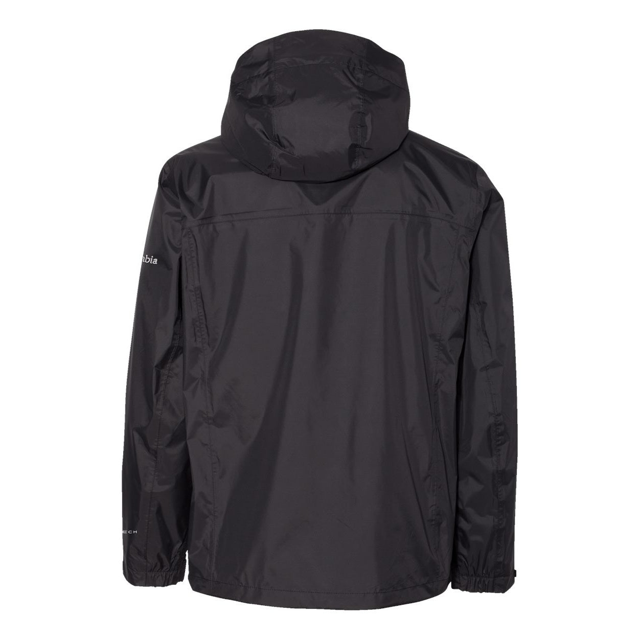 Black rain jacket on a white background