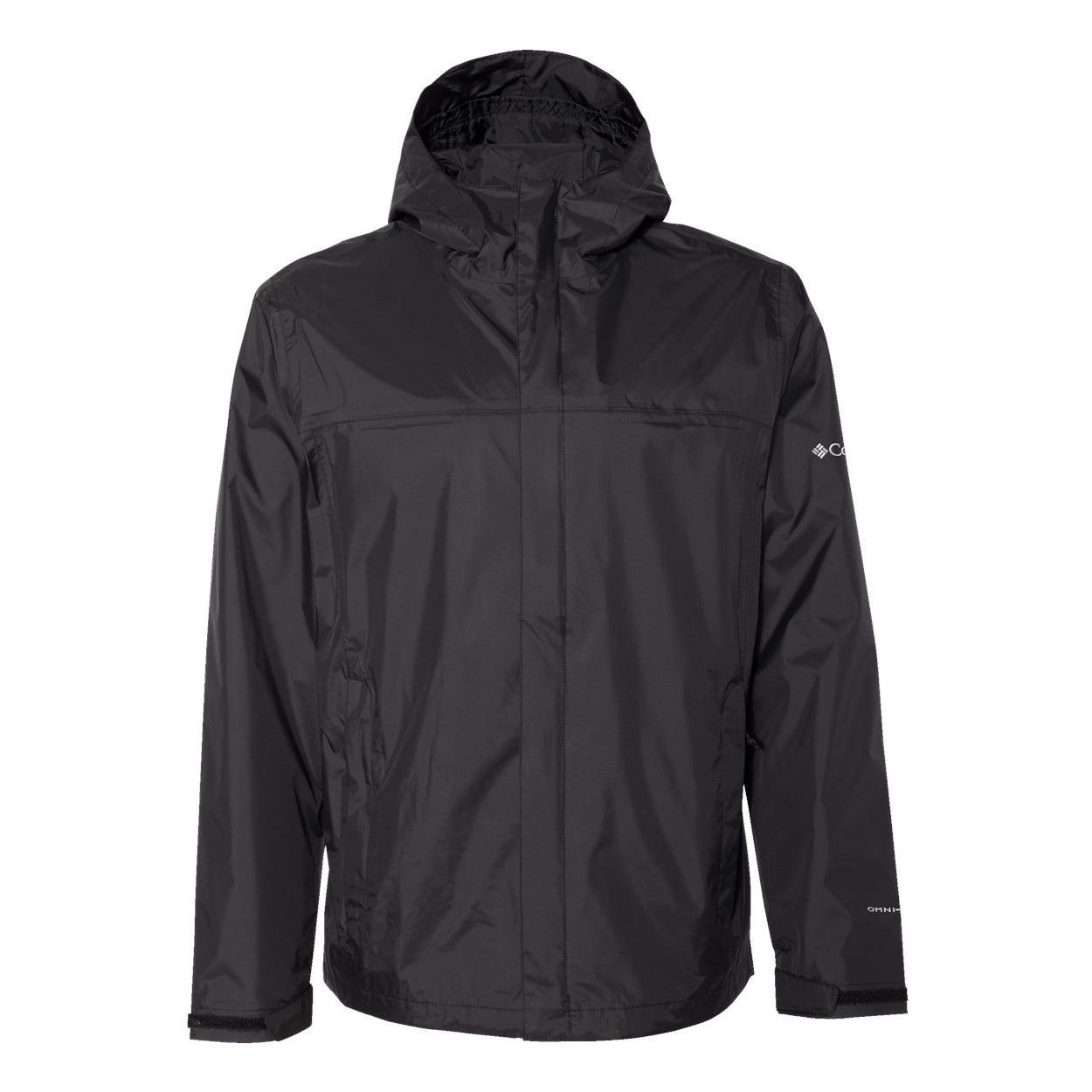 Black rain jacket on a white background