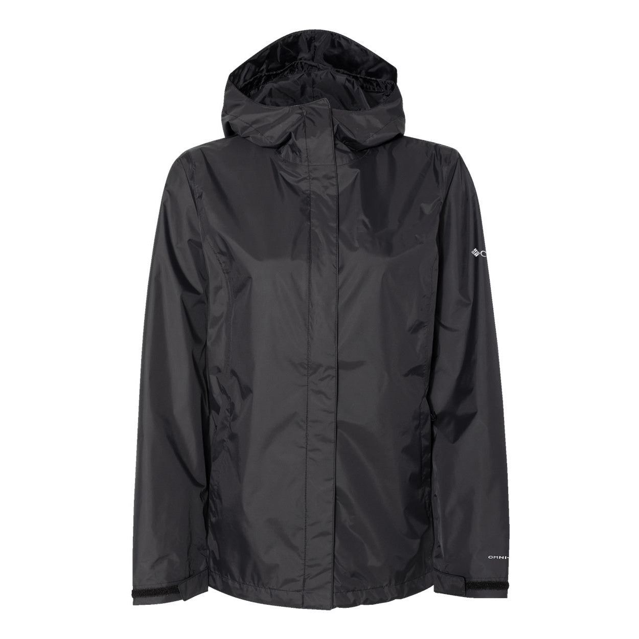 Black rain jacket on a white background