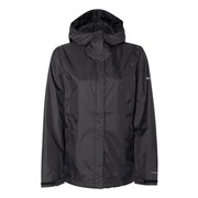 Black rain jacket on a white background