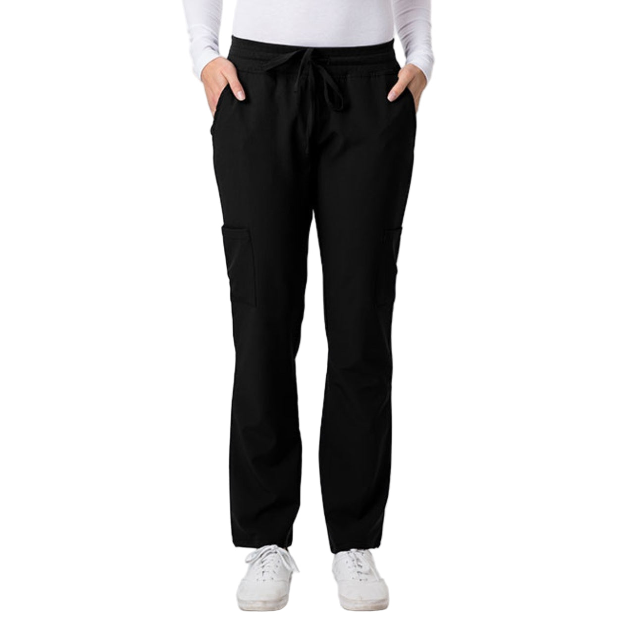 Black scrub pants on a white background