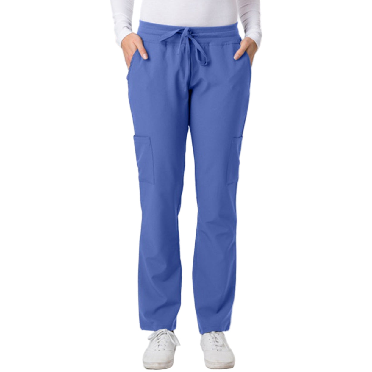 Ceil blue scrub pants on a white background