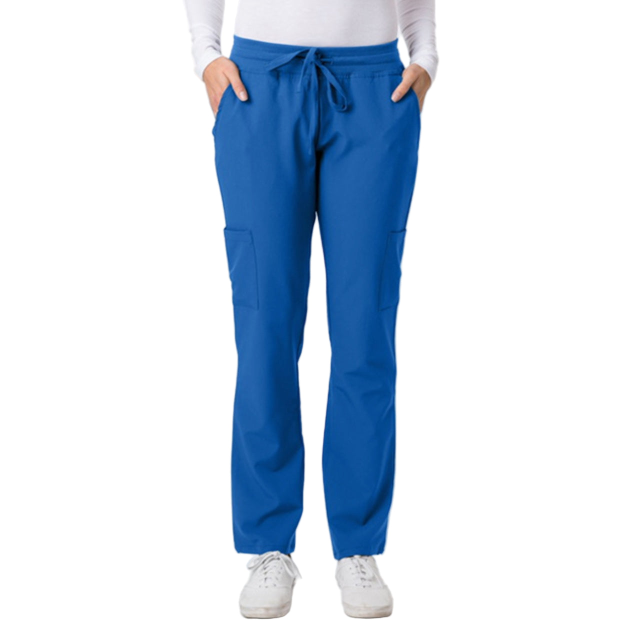 Royal blue scrub pants on a white background