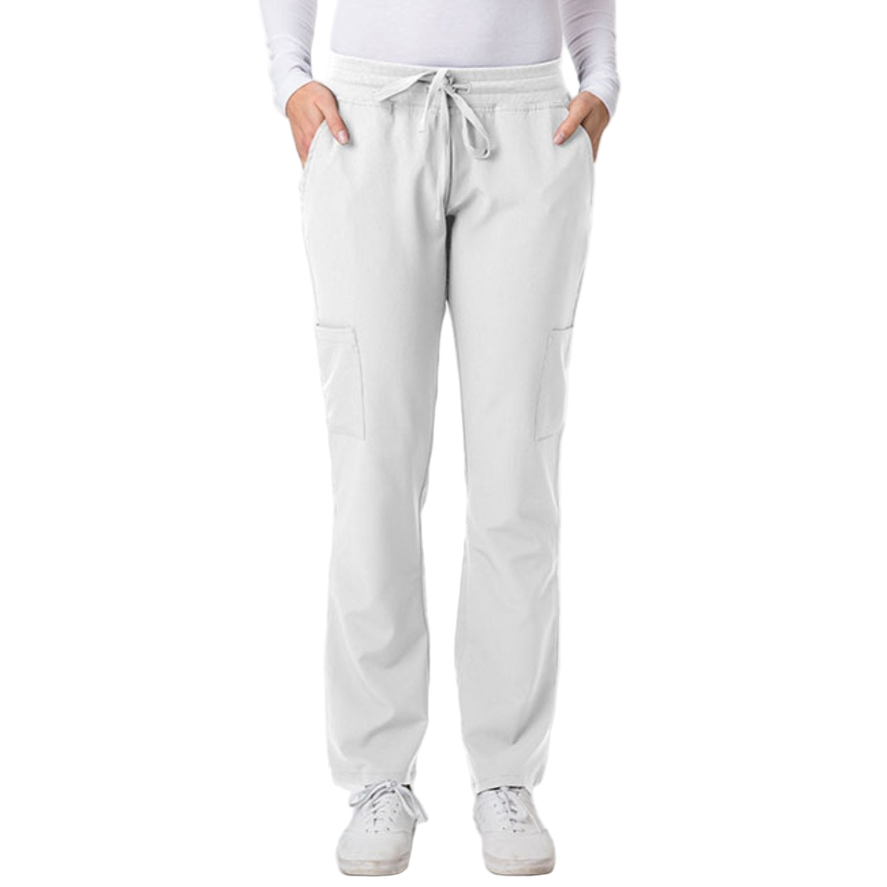 White scrub pants on a white background