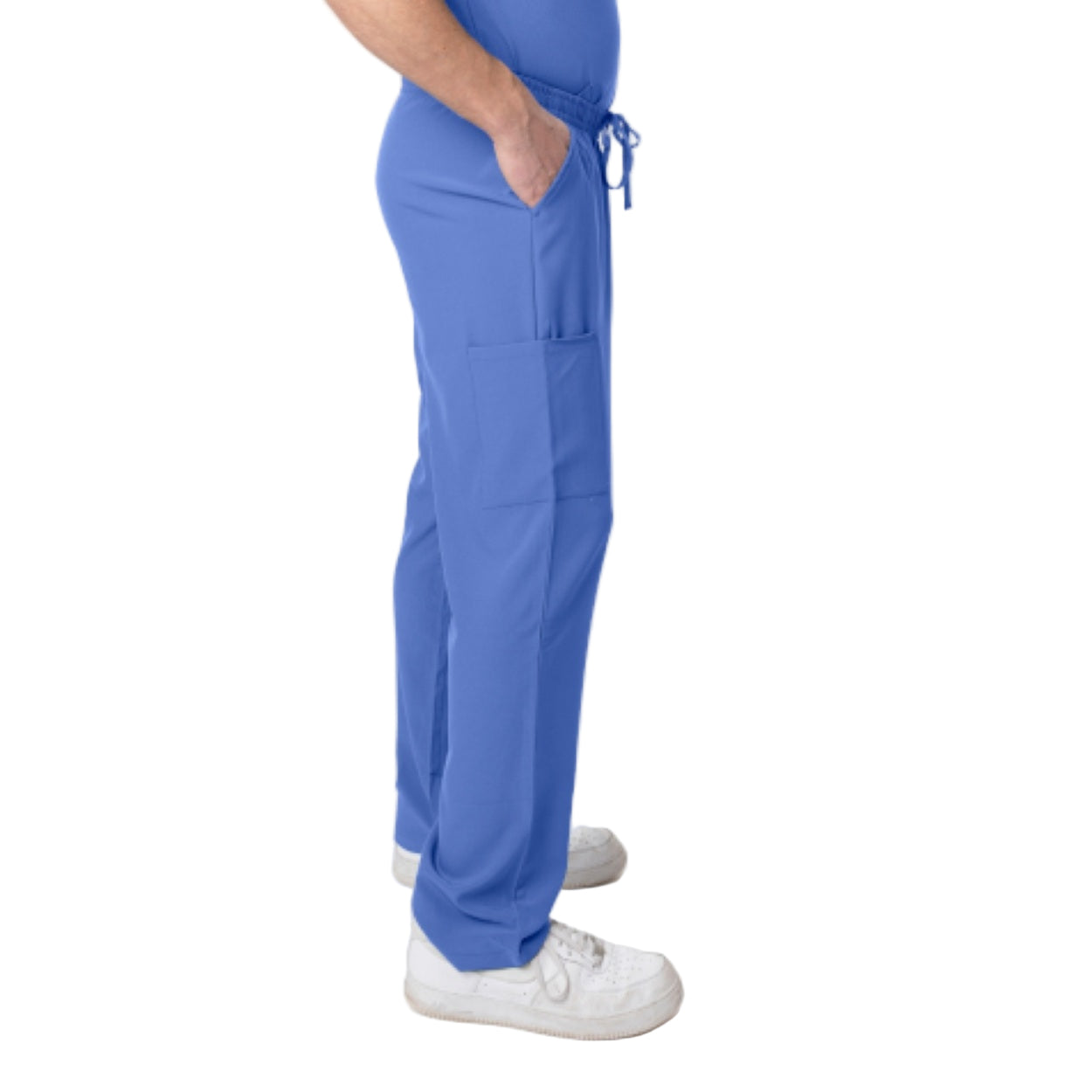 Ceil blue scrub pants on a white background