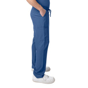Postman blue scrub pants on a white background