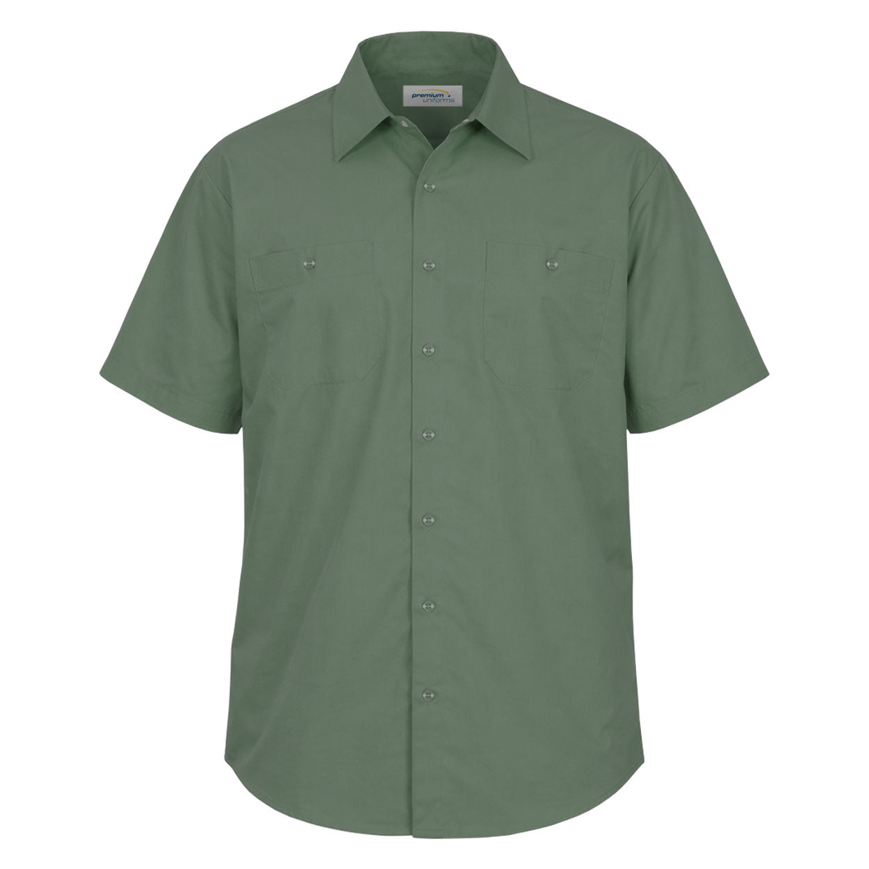 Lagoon Green short sleeve work shirt on white background