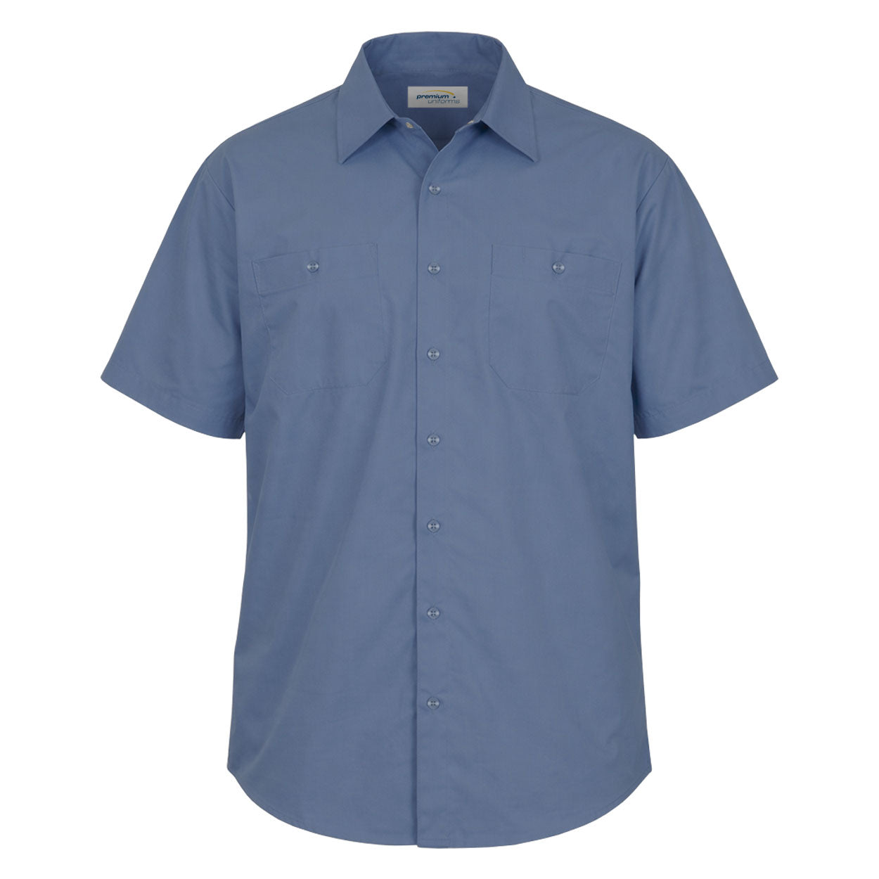 Postman Blue short sleeve work shirt on white background