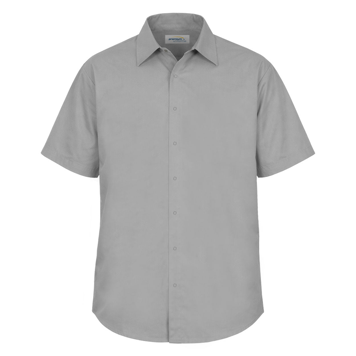 Grey short sleeve work shirt on white background