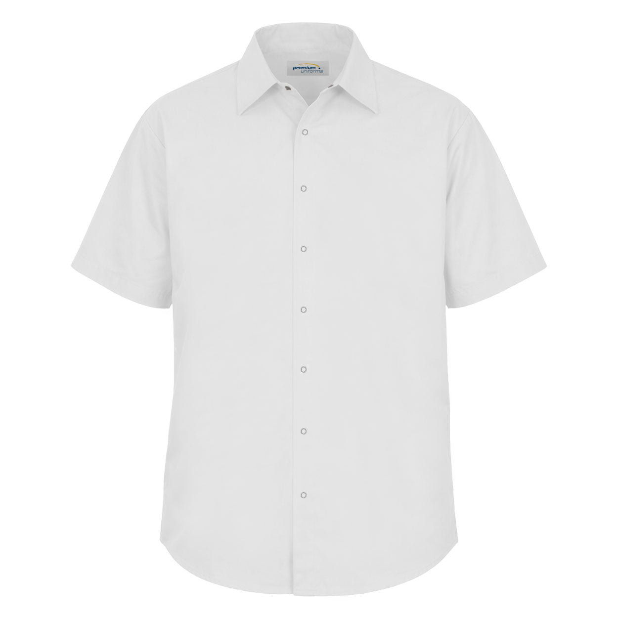 White short sleeve work shirt on white background
