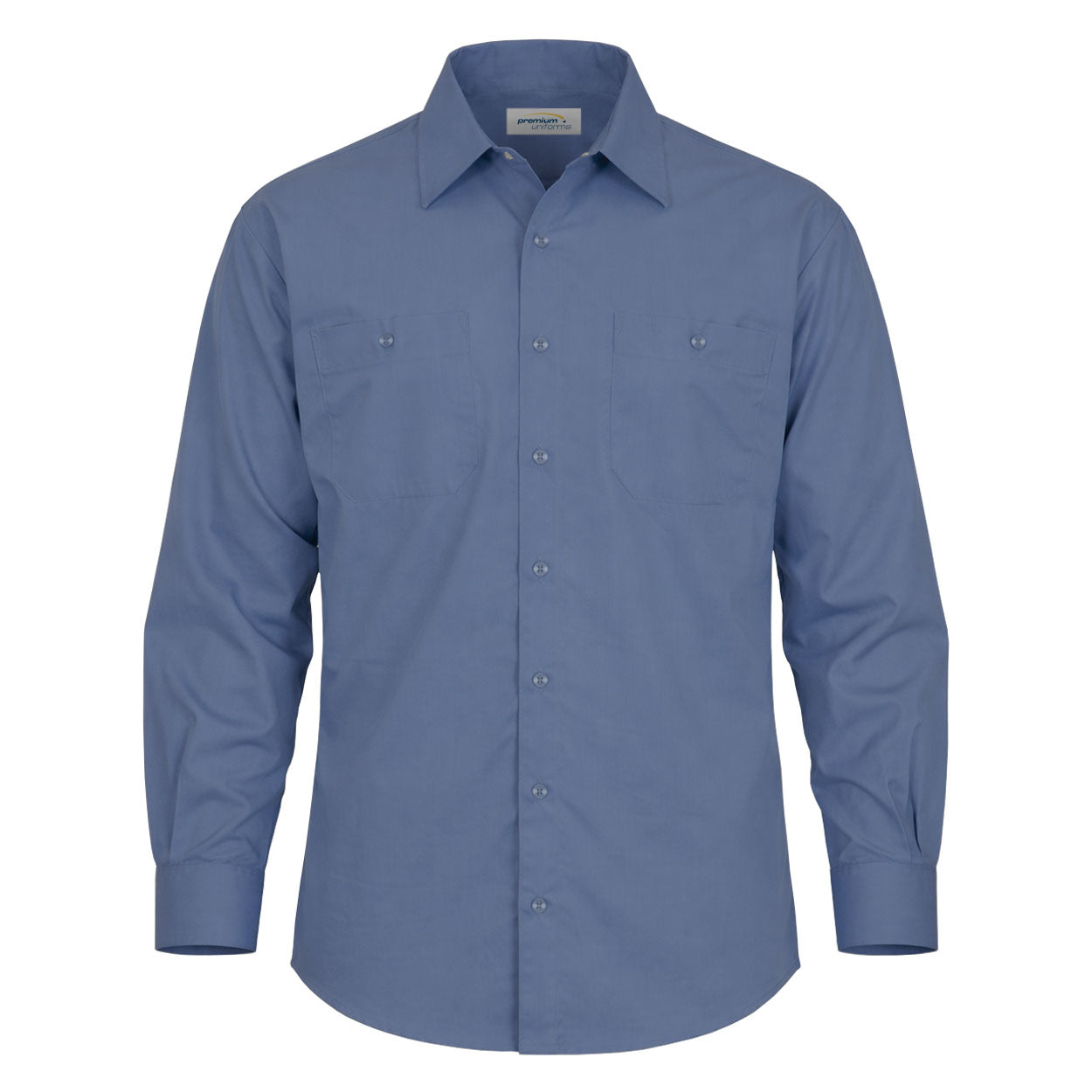 Postman Blue long sleeve work shirt on white background
