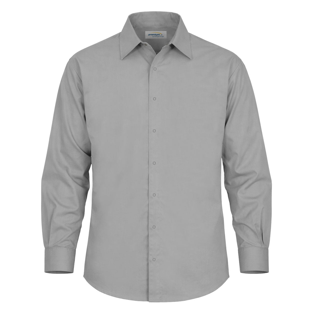 Grey long sleeve work shirt on white background