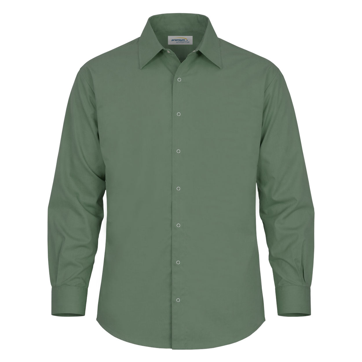 Lagoon Green long sleeve work shirt on white background