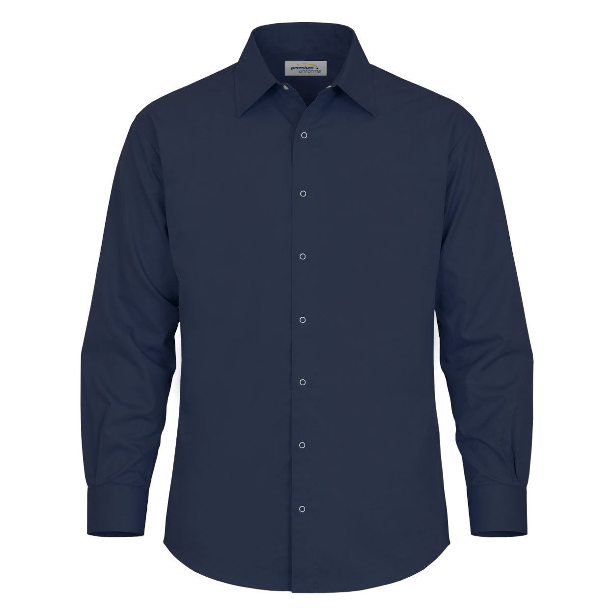 Navy long sleeve work shirt on white background
