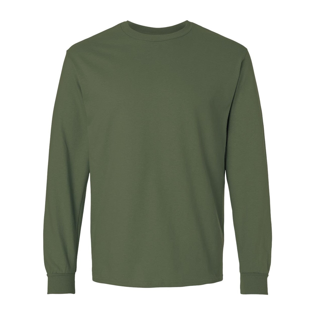Military green t-shirt on a white background