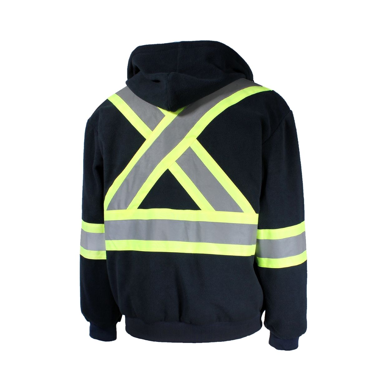 Hi-vis navy polar jacket on a white background
